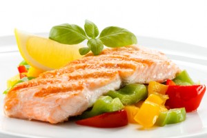 Grilled salmon and vegetables